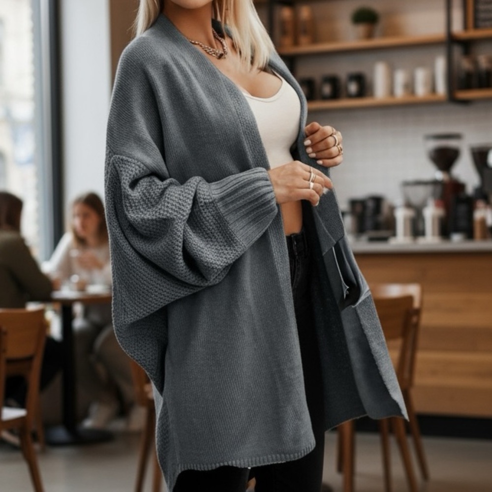 NWT Gray Oversized Knit Cardigan